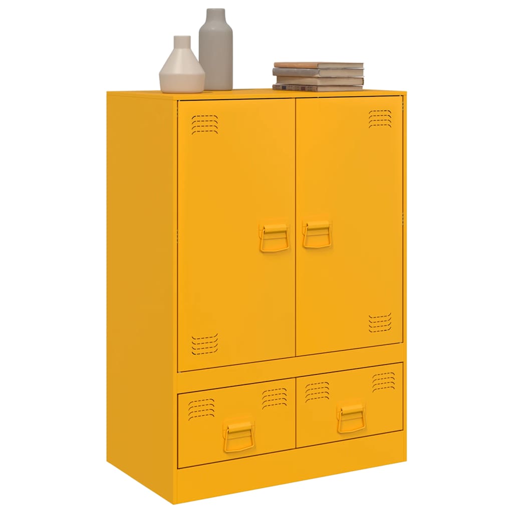 Hoge kast 67x39x95 cm staal mosterdgeel is nu te koop bij PeponiXL, paradijselijk wonen!