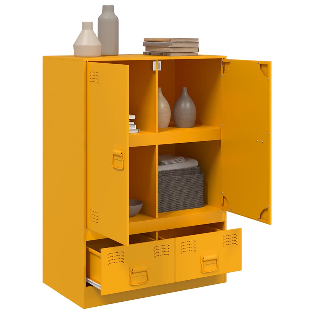 Hoge kast 67x39x95 cm staal mosterdgeel is nu te koop bij PeponiXL, paradijselijk wonen!