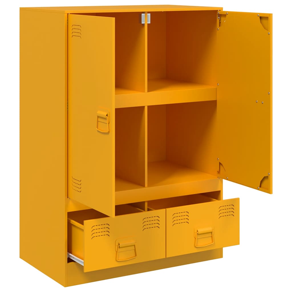 Hoge kast 67x39x95 cm staal mosterdgeel is nu te koop bij PeponiXL, paradijselijk wonen!