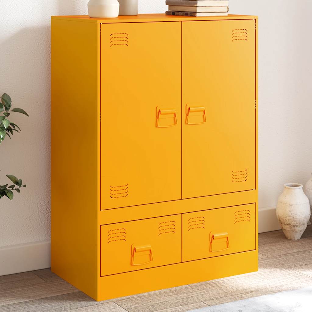 Hoge kast 67x39x95 cm staal mosterdgeel is nu te koop bij PeponiXL, paradijselijk wonen!