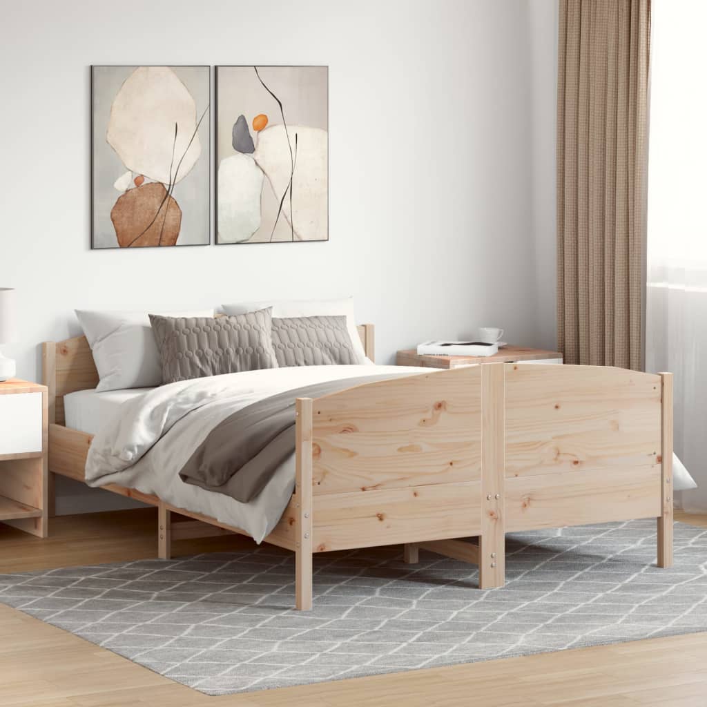 Bedframe met hoofdbord massief grenenhout 120x200 cm
