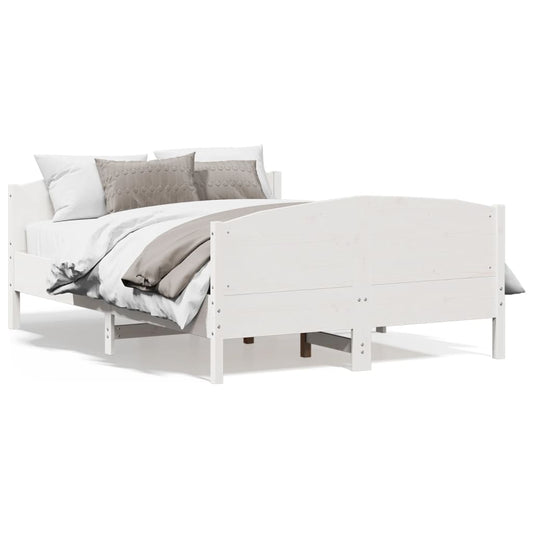 Bedframe met hoofdbord massief grenenhout wit 120x200 cm is nu te koop bij PeponiXL, paradijselijk wonen!