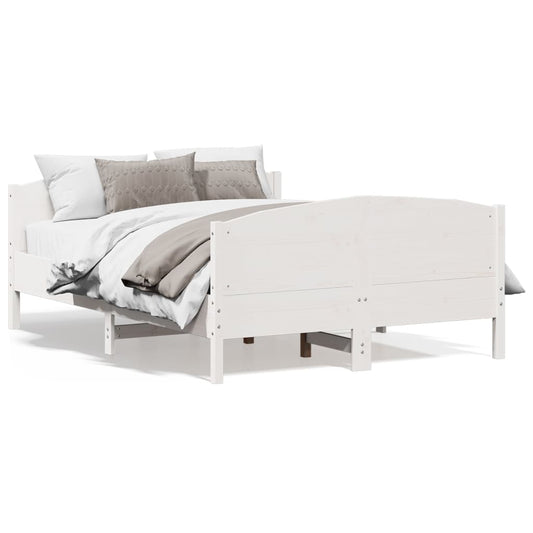 Bedframe met hoofdbord massief grenenhout wit 140x190 cm is nu te koop bij PeponiXL, paradijselijk wonen!