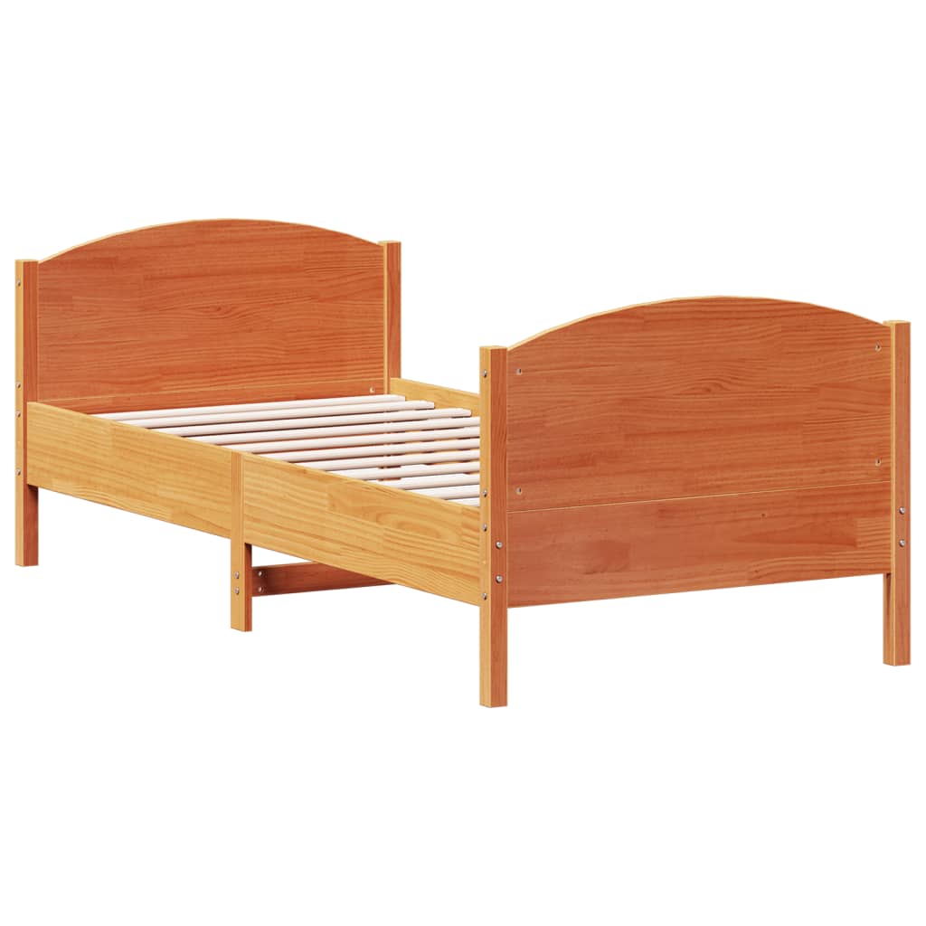 Bedframe zonder matras massief grenenhout wasbruin 100x200 cm is nu te koop bij PeponiXL, paradijselijk wonen!