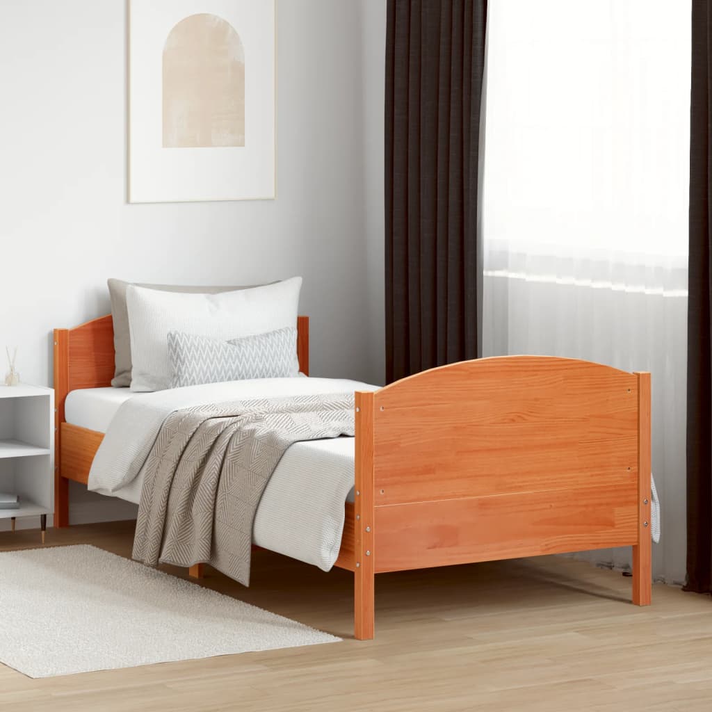 Bedframe zonder matras massief grenenhout wasbruin 90x200 cm is nu te koop bij PeponiXL, paradijselijk wonen!