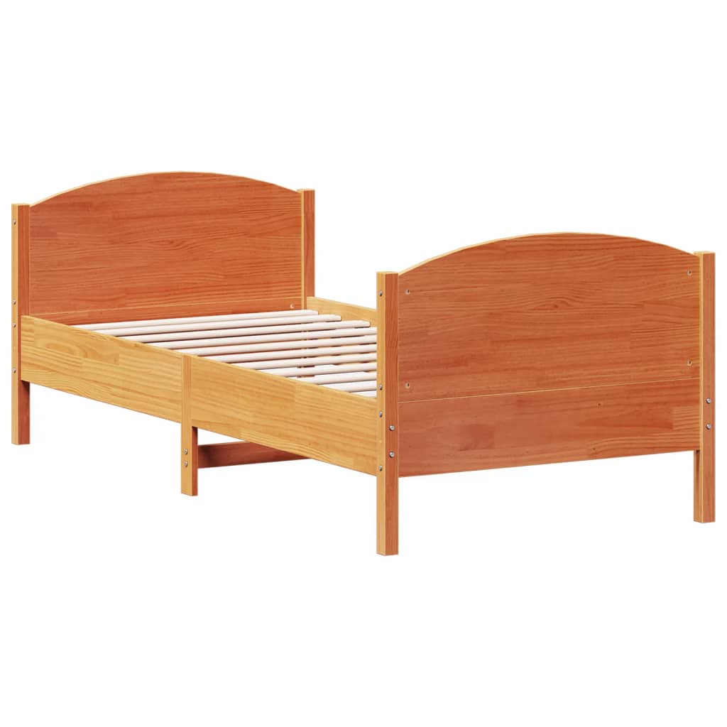 Bedframe zonder matras massief grenenhout wasbruin 90x200 cm is nu te koop bij PeponiXL, paradijselijk wonen!