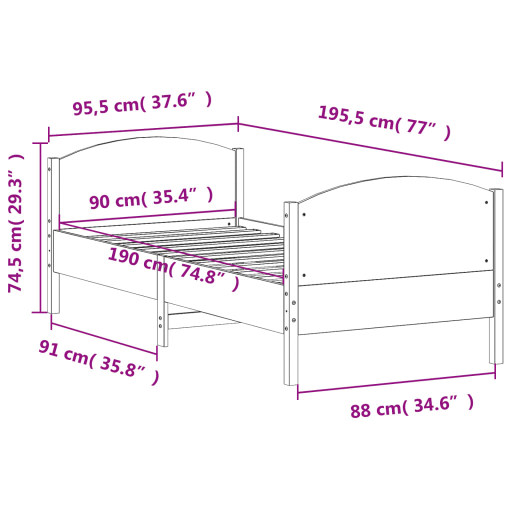 Bedframe zonder matras massief grenenhout wasbruin 90x190 cm is nu te koop bij PeponiXL, paradijselijk wonen!