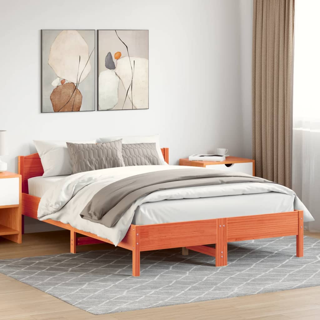 Bedframe zonder matras massief grenenhout wasbruin 140x200 cm is nu te koop bij PeponiXL, paradijselijk wonen!