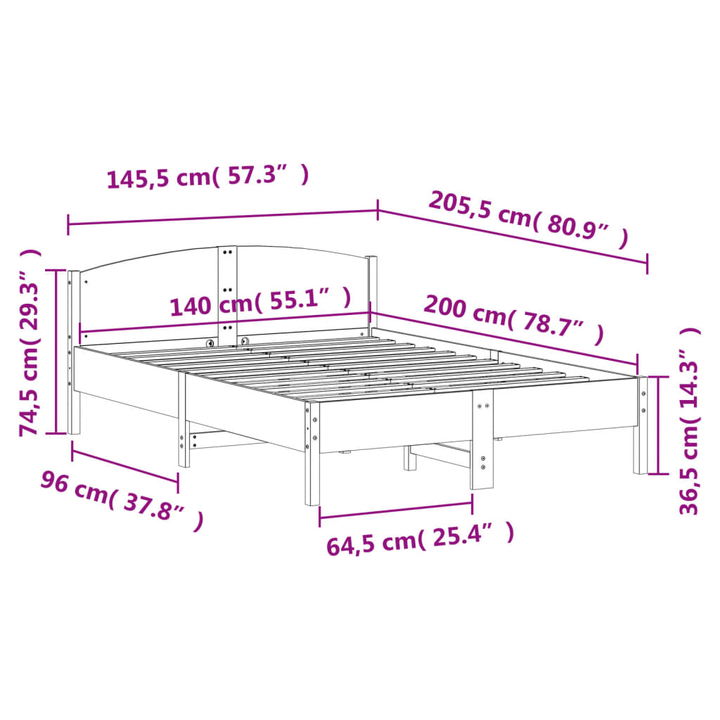 Bedframe zonder matras massief grenenhout wasbruin 140x200 cm is nu te koop bij PeponiXL, paradijselijk wonen!