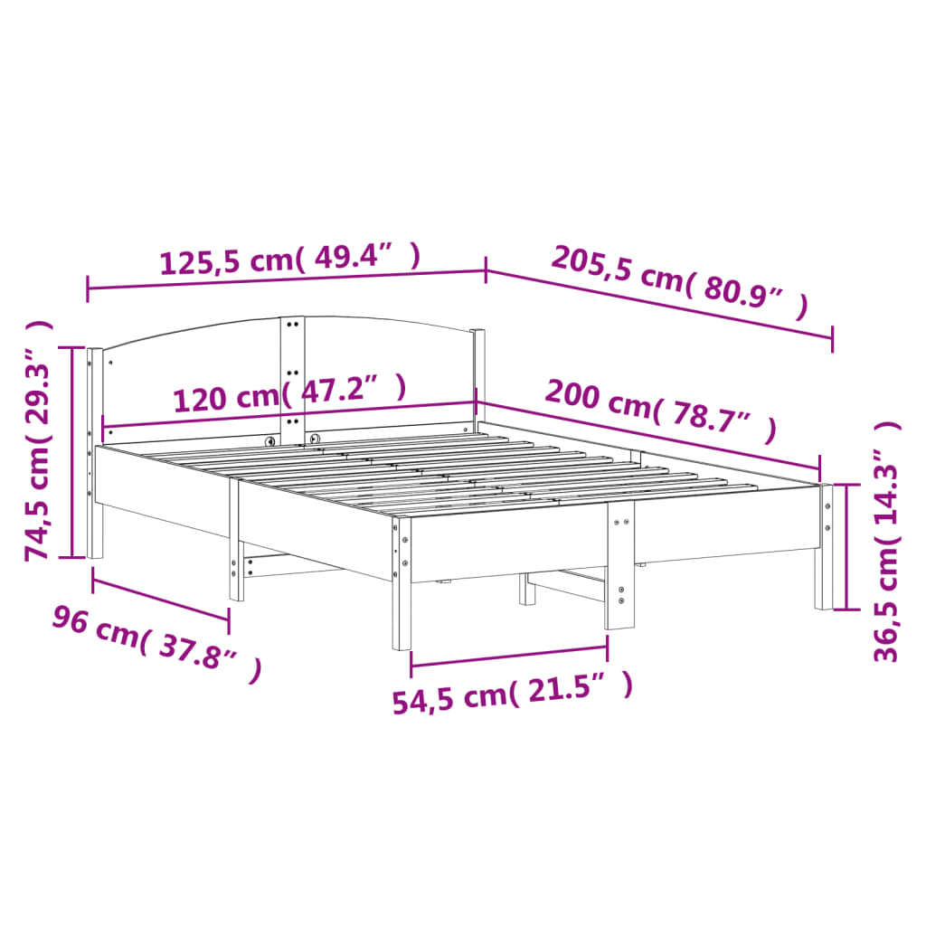 Bedframe zonder matras massief grenenhout wasbruin 120x200 cm is nu te koop bij PeponiXL, paradijselijk wonen!