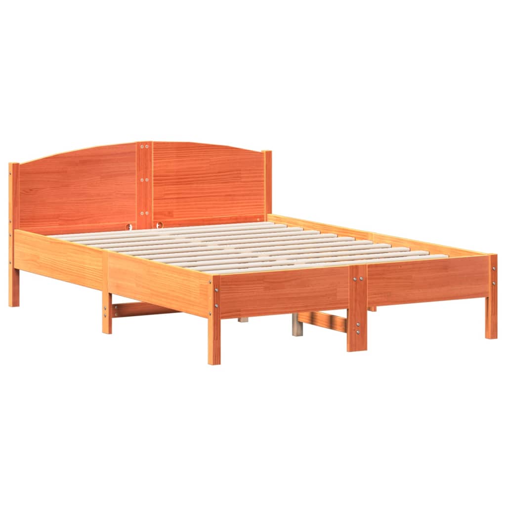 Bed met matras massief grenenhout wasbruin 140x190 cm is nu te koop bij PeponiXL, paradijselijk wonen!
