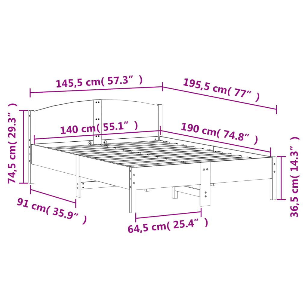 Bed met matras massief grenenhout wasbruin 140x190 cm is nu te koop bij PeponiXL, paradijselijk wonen!
