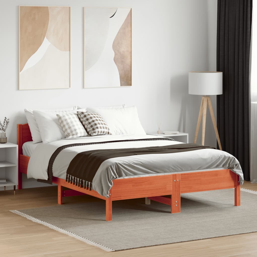 Bedframe zonder matras massief grenenhout wasbruin 135x190 cm is nu te koop bij PeponiXL, paradijselijk wonen!