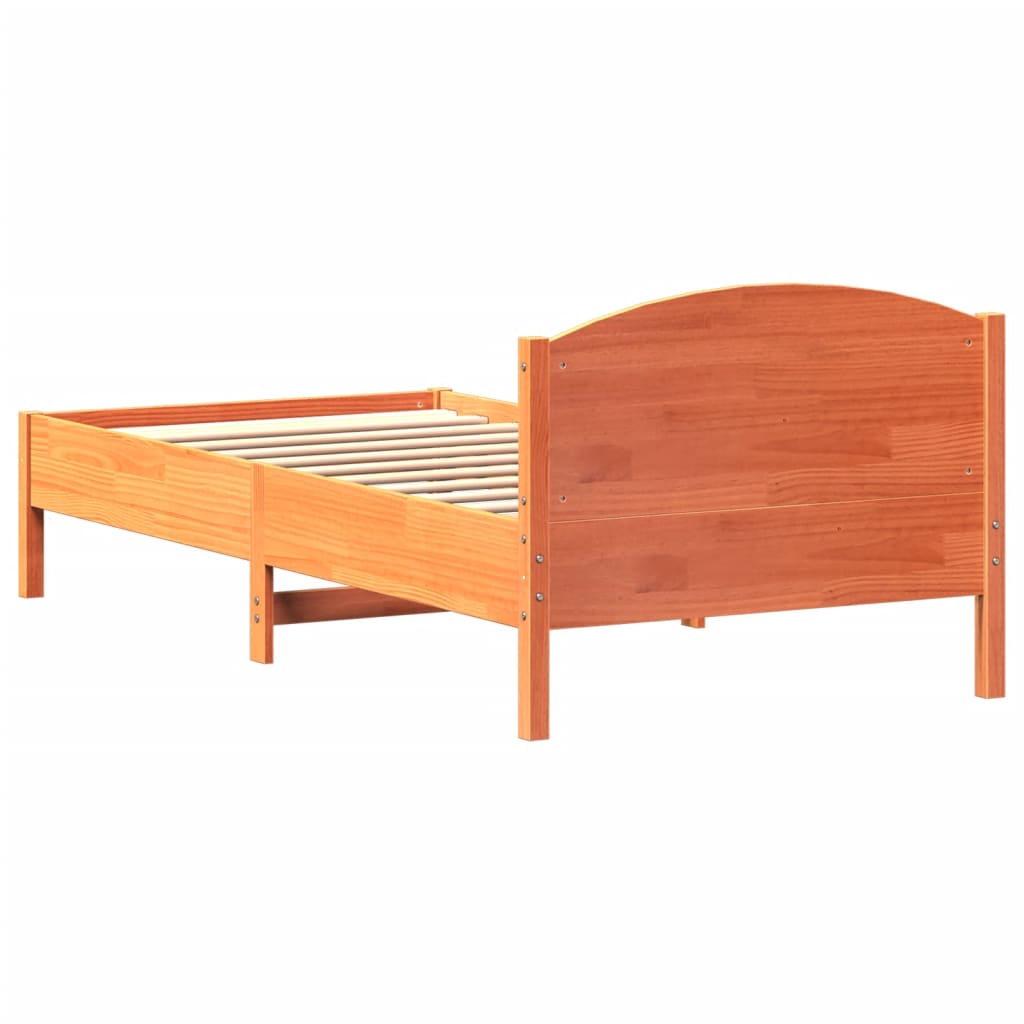 Bedframe zonder matras massief grenenhout wasbruin 100x200 cm is nu te koop bij PeponiXL, paradijselijk wonen!