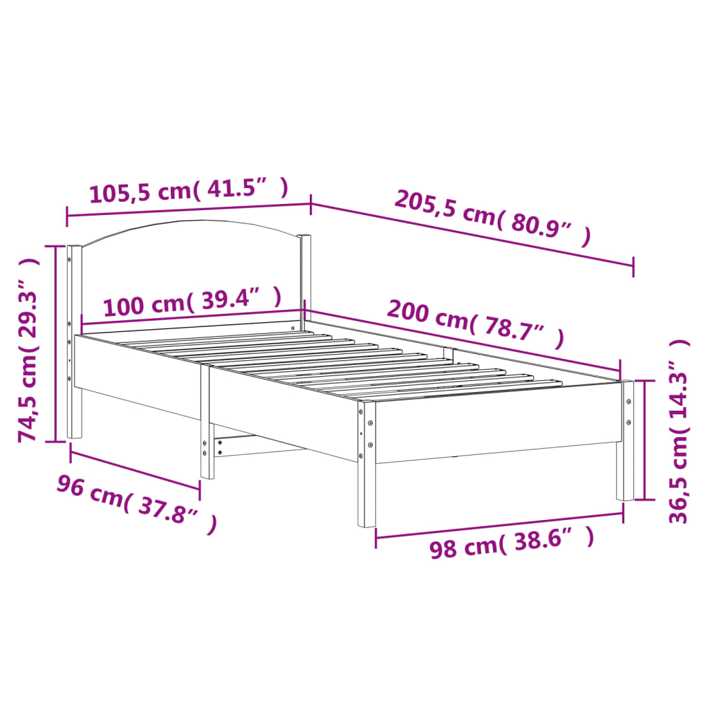 Bedframe zonder matras massief grenenhout wasbruin 100x200 cm is nu te koop bij PeponiXL, paradijselijk wonen!