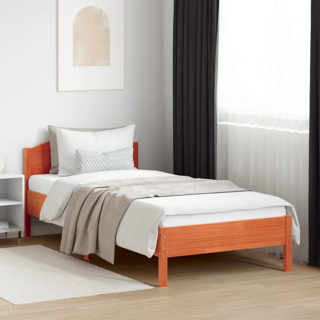 Bedframe zonder matras massief grenenhout wasbruin 90x200 cm is nu te koop bij PeponiXL, paradijselijk wonen!