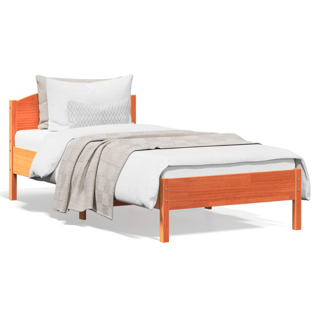 Bedframe zonder matras massief grenenhout wasbruin 90x200 cm is nu te koop bij PeponiXL, paradijselijk wonen!