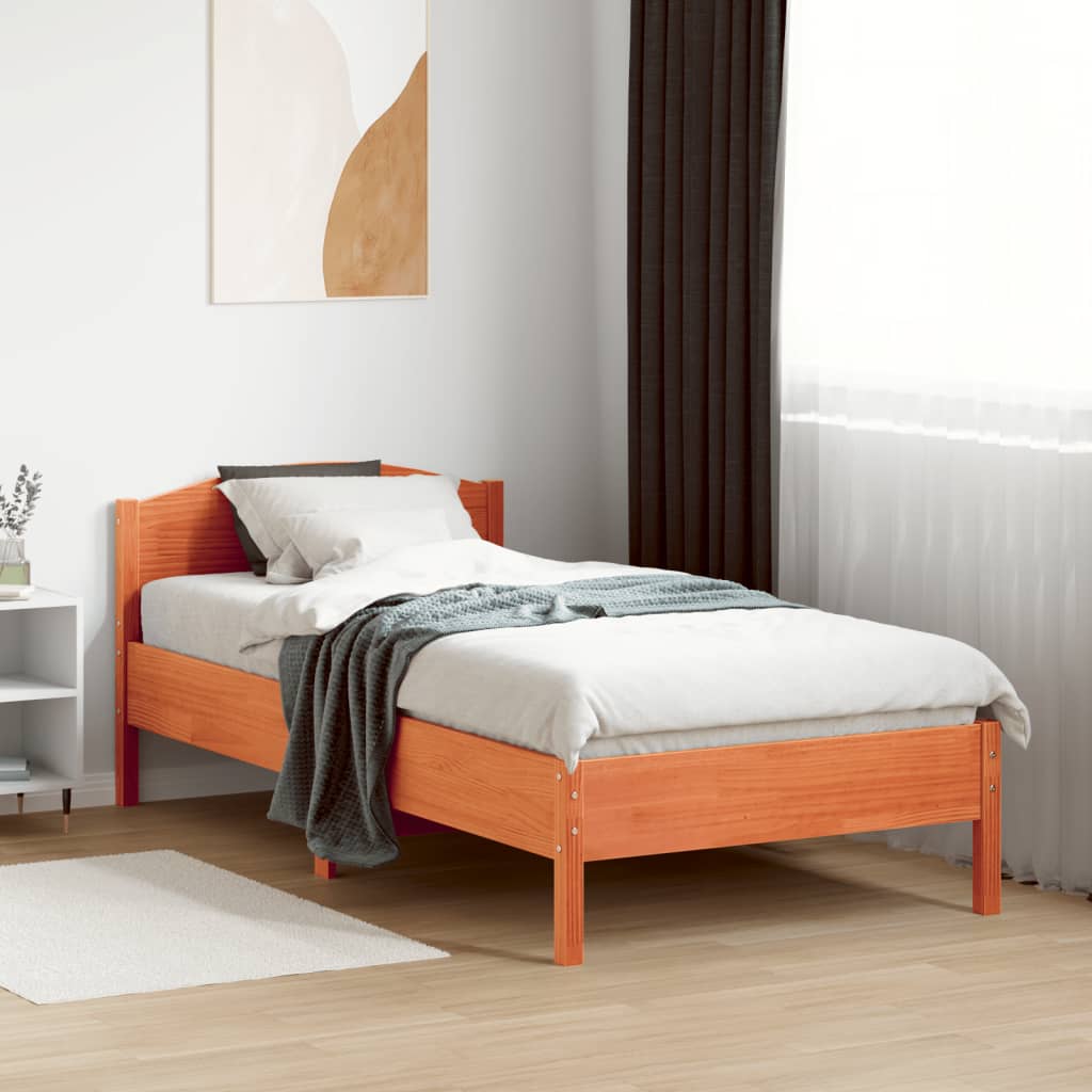 Bedframe zonder matras massief grenenhout wasbruin 90x190 cm is nu te koop bij PeponiXL, paradijselijk wonen!