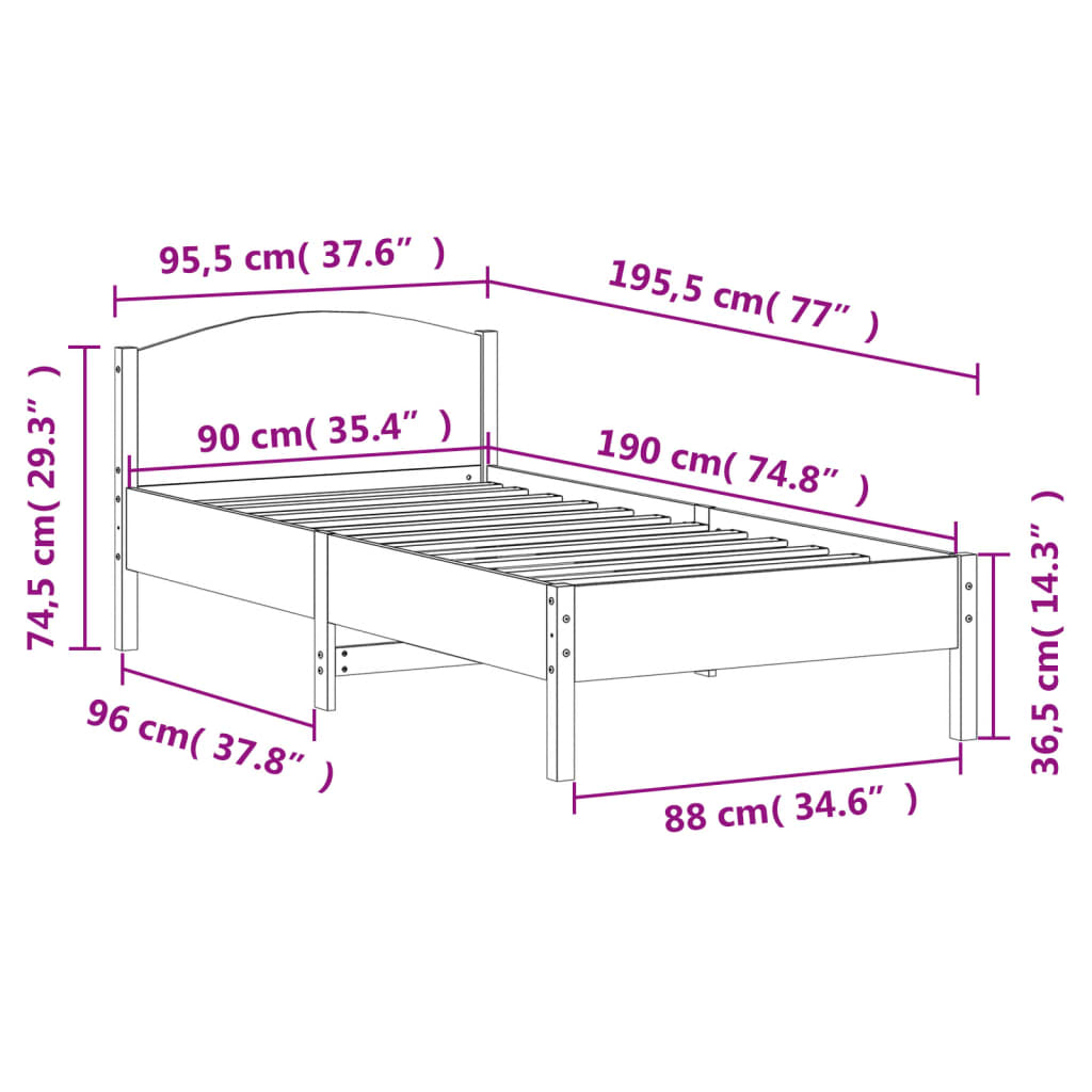 Bedframe zonder matras massief grenenhout wasbruin 90x190 cm is nu te koop bij PeponiXL, paradijselijk wonen!