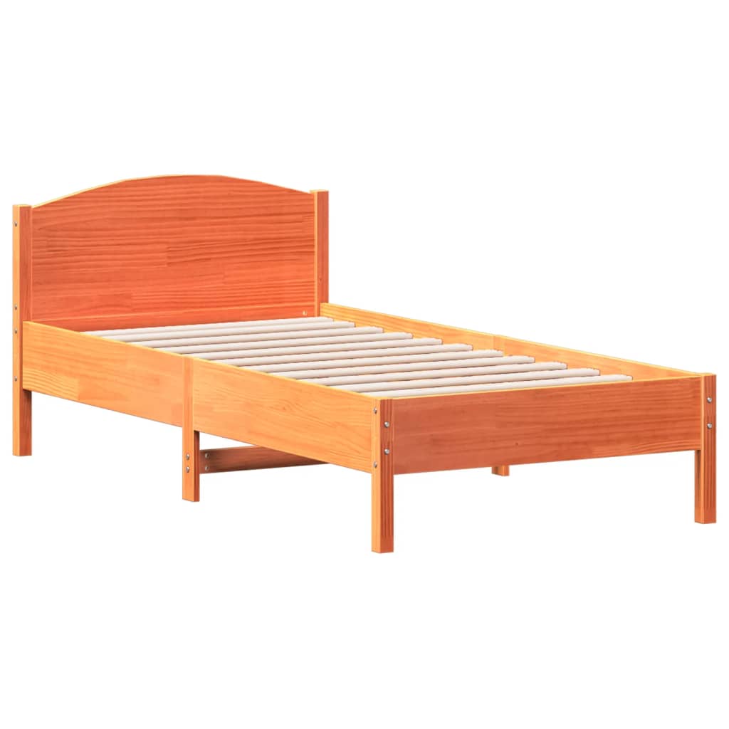 Bedframe zonder matras massief grenenhout wasbruin 75x190 cm is nu te koop bij PeponiXL, paradijselijk wonen!