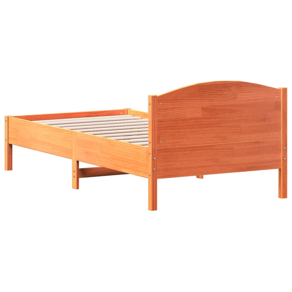 Bedframe zonder matras massief grenenhout wasbruin 75x190 cm is nu te koop bij PeponiXL, paradijselijk wonen!