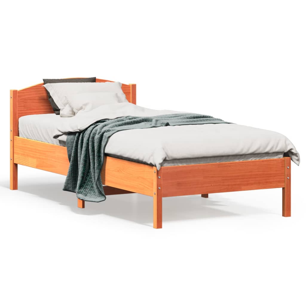 Bedframe zonder matras massief grenenhout wasbruin 75x190 cm is nu te koop bij PeponiXL, paradijselijk wonen!