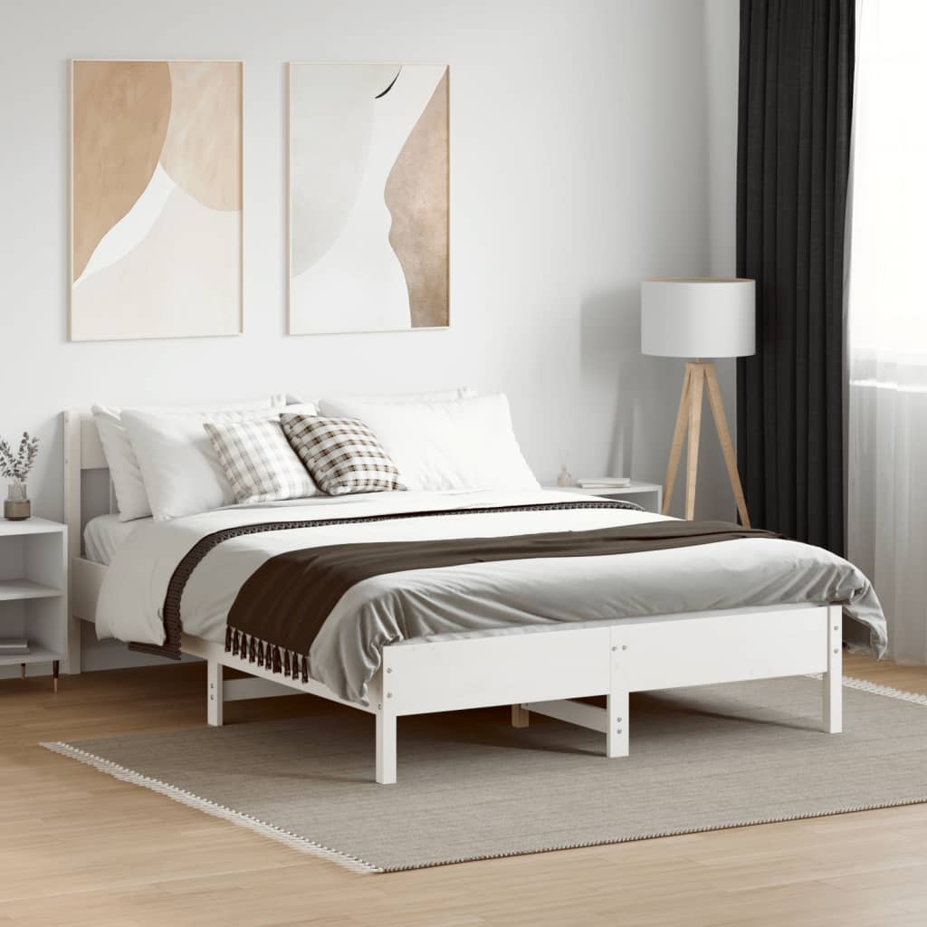 Bedframe zonder matras massief grenenhout wit 150x200 cm is nu te koop bij PeponiXL, paradijselijk wonen!