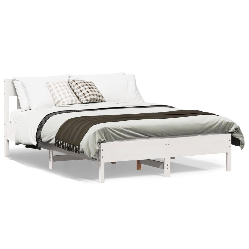 Bedframe zonder matras massief grenenhout wit 150x200 cm is nu te koop bij PeponiXL, paradijselijk wonen!