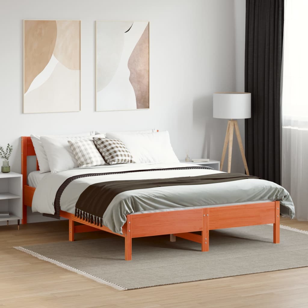 Bedframe zonder matras massief grenenhout wasbruin 150x200 cm is nu te koop bij PeponiXL, paradijselijk wonen!