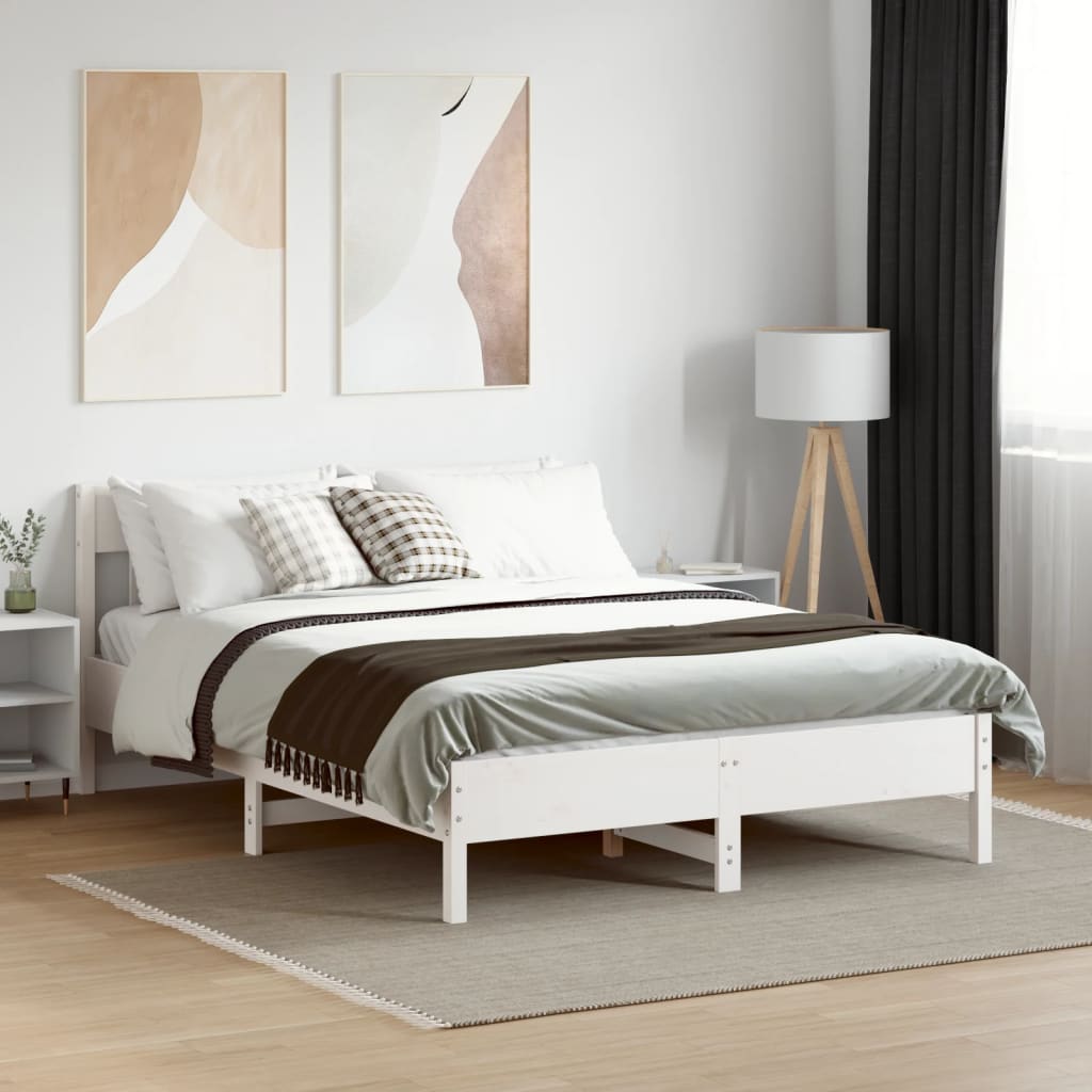 Bedframe zonder matras massief grenenhout wit 140x200 cm is nu te koop bij PeponiXL, paradijselijk wonen!
