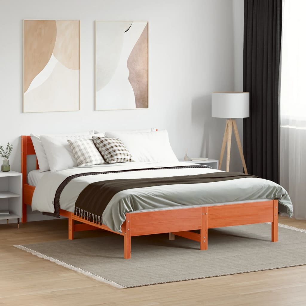 Bedframe zonder matras massief grenenhout wasbruin 140x200 cm is nu te koop bij PeponiXL, paradijselijk wonen!