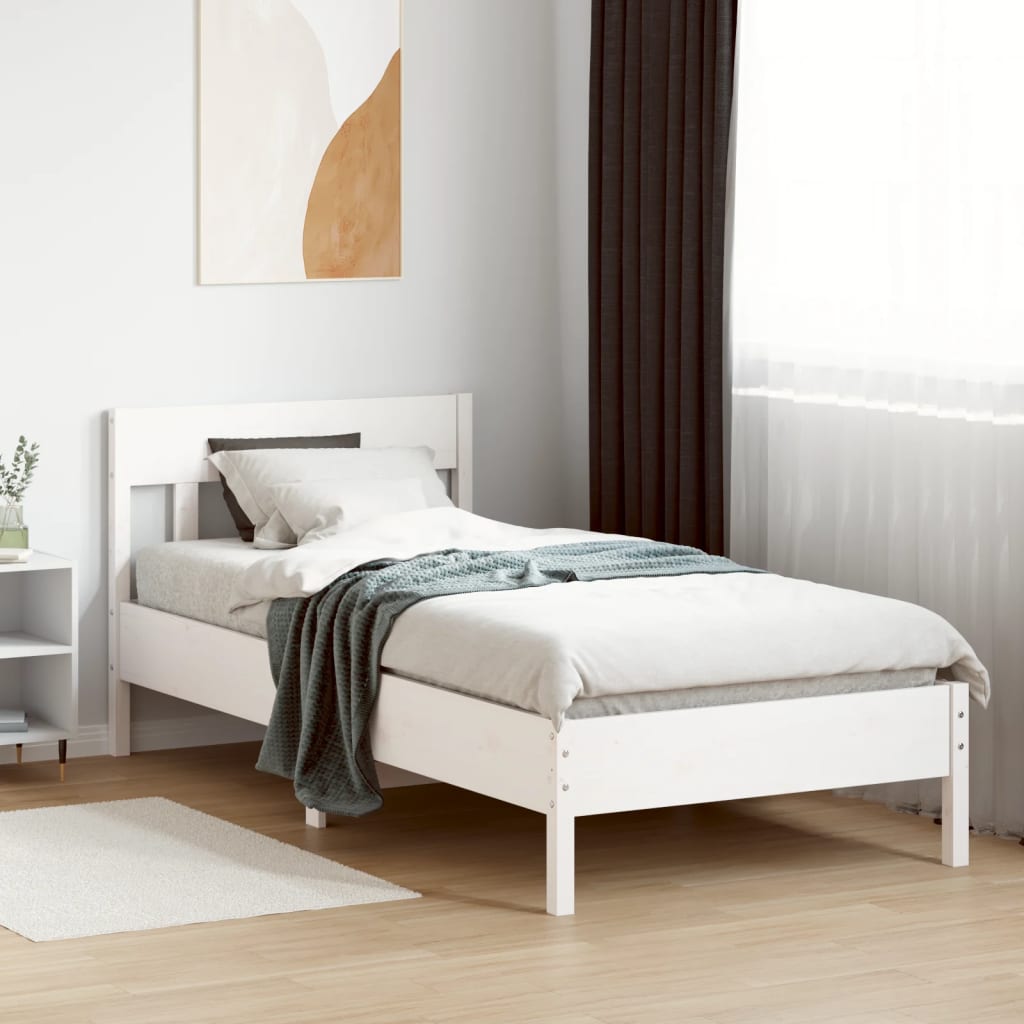 Bedframe zonder matras massief grenenhout wit 90x200 cm is nu te koop bij PeponiXL, paradijselijk wonen!