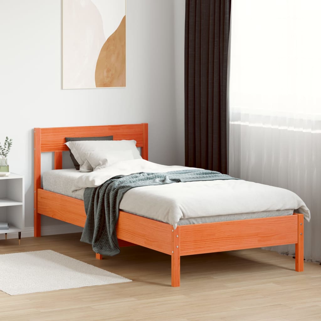 Bedframe zonder matras massief grenenhout wasbruin 90x200 cm is nu te koop bij PeponiXL, paradijselijk wonen!