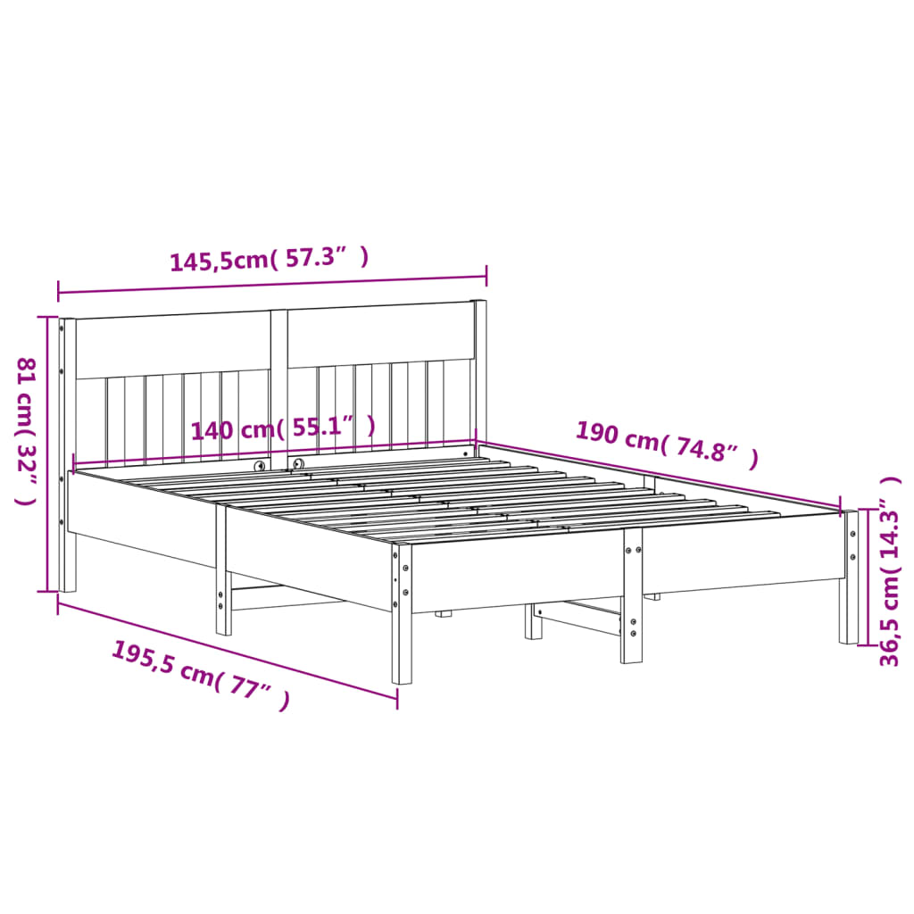 Bedframe zonder matras massief grenenhout 140x190 cm is nu te koop bij PeponiXL, paradijselijk wonen!