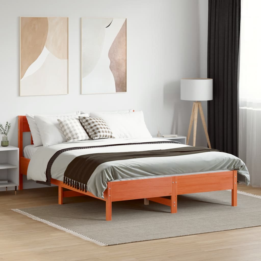 Bed met matras massief grenenhout wasbruin 140x190 cm is nu te koop bij PeponiXL, paradijselijk wonen!