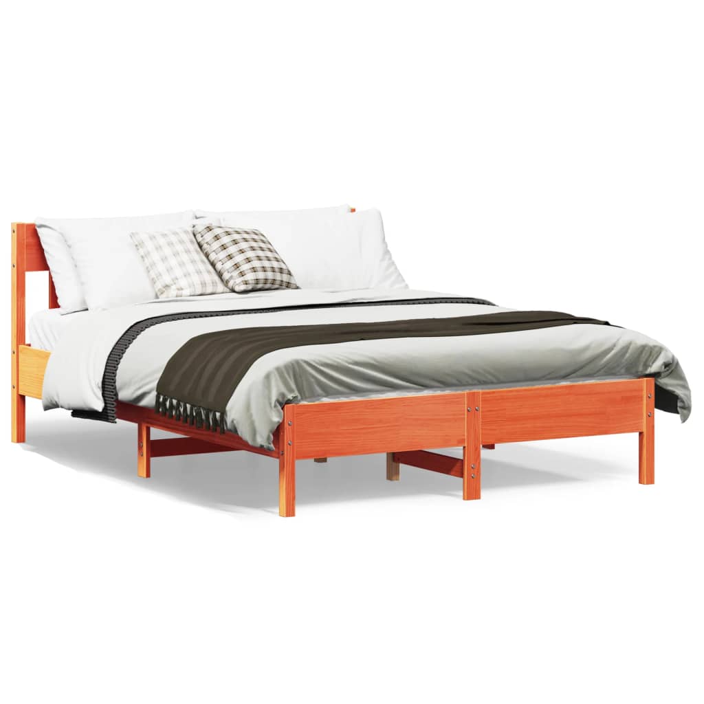 Bedframe zonder matras massief grenenhout wasbruin 135x190 cm is nu te koop bij PeponiXL, paradijselijk wonen!