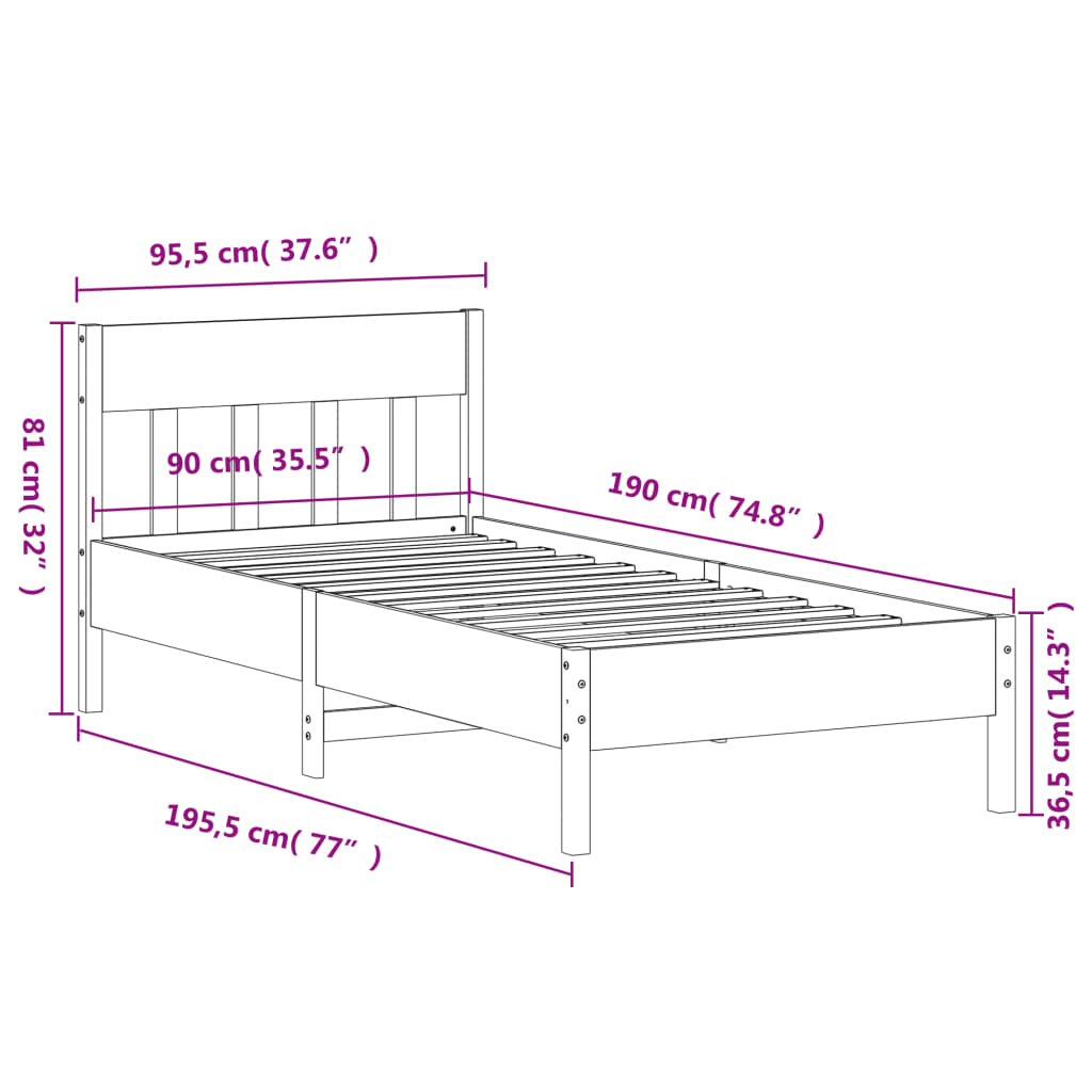 Bedframe zonder matras massief grenenhout wit 90x190 cm is nu te koop bij PeponiXL, paradijselijk wonen!