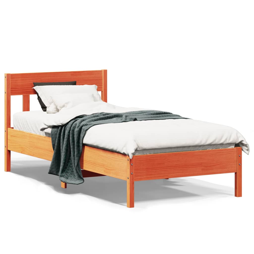 Bedframe zonder matras massief grenenhout wasbruin 90x190 cm is nu te koop bij PeponiXL, paradijselijk wonen!