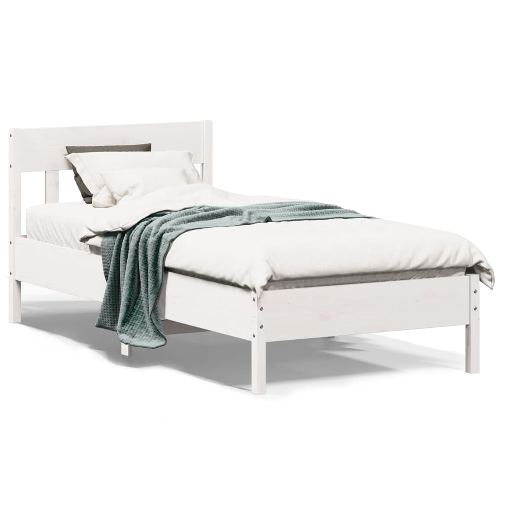 Bedframe zonder matras massief grenenhout wit 75x190 cm is nu te koop bij PeponiXL, paradijselijk wonen!