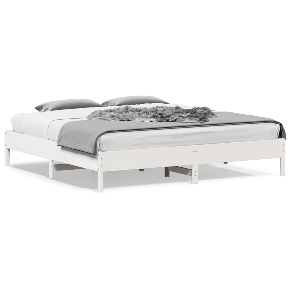 Bedframe zonder matras massief grenenhout wit 200x200 cm is nu te koop bij PeponiXL, paradijselijk wonen!