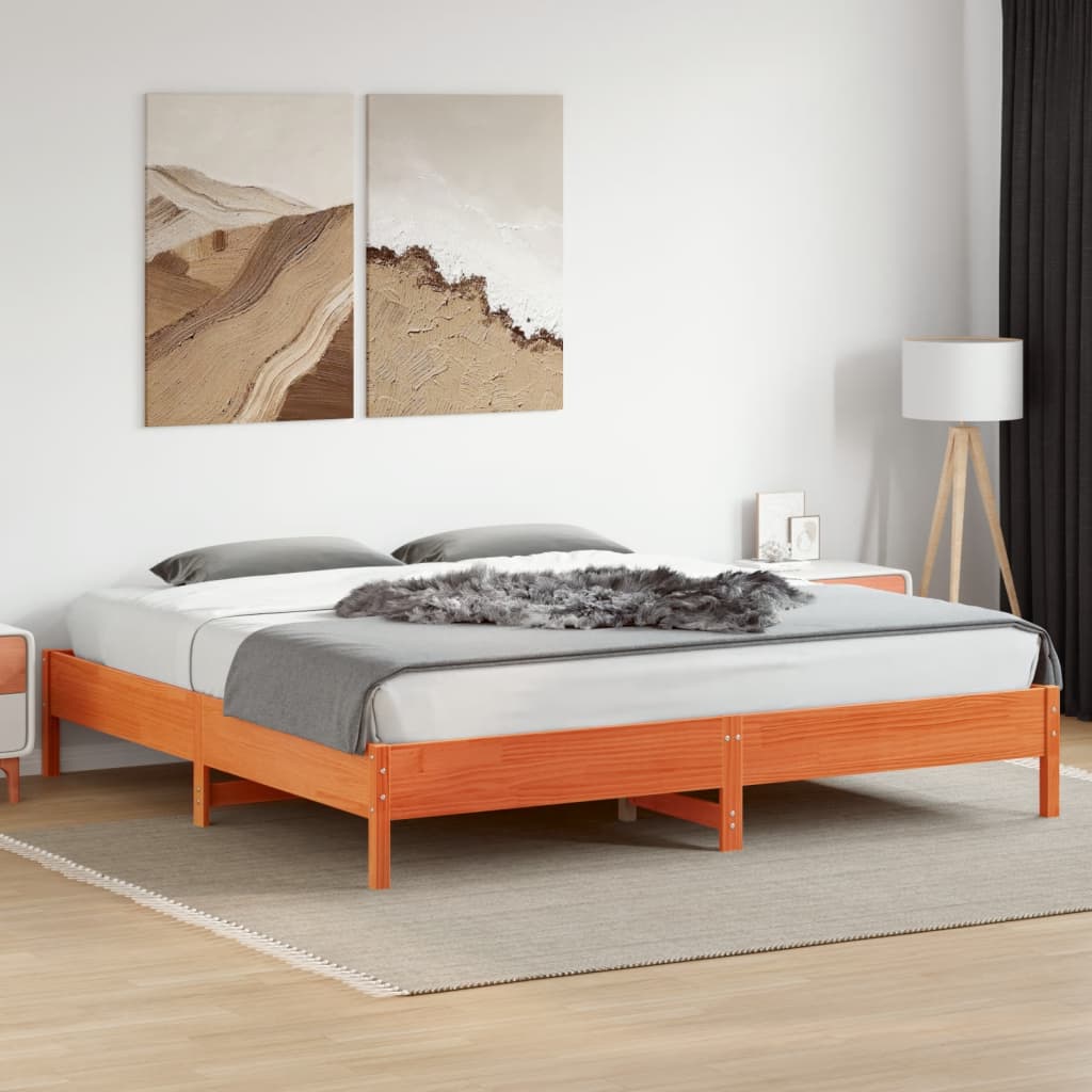 Bedframe zonder matras massief grenenhout wasbruin 200x200 cm is nu te koop bij PeponiXL, paradijselijk wonen!