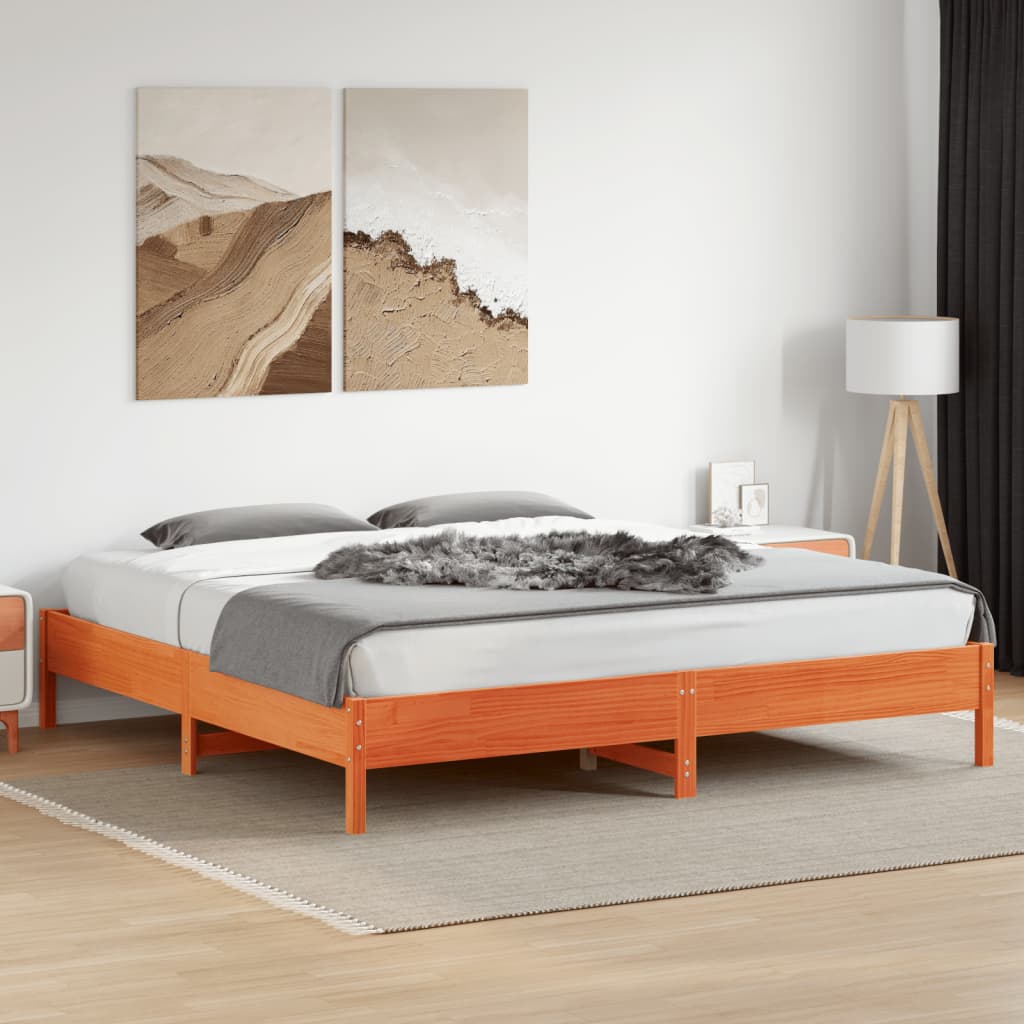 Bedframe zonder matras massief grenenhout wasbruin 180x200 cm is nu te koop bij PeponiXL, paradijselijk wonen!