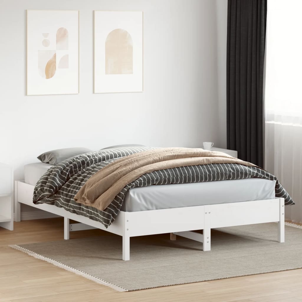 Bedframe zonder matras massief grenenhout wit 160x200 cm is nu te koop bij PeponiXL, paradijselijk wonen!