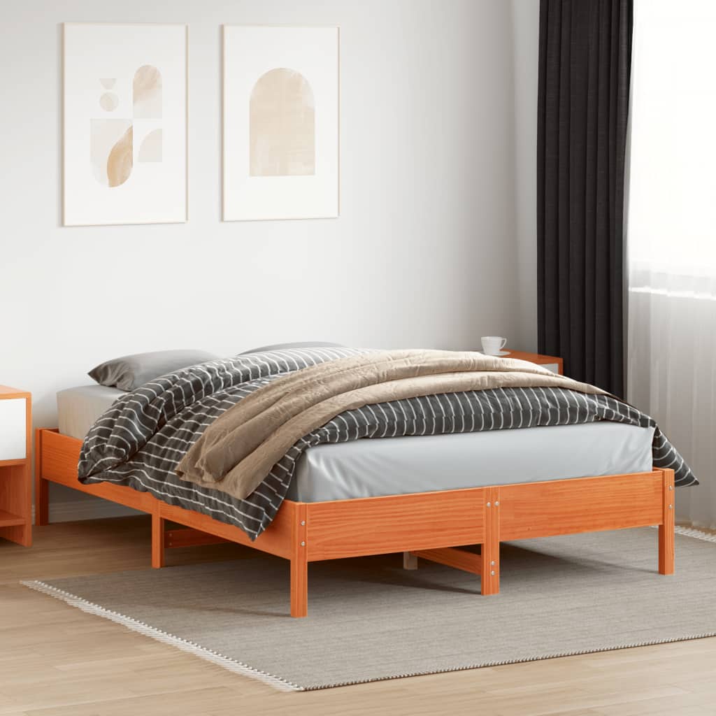 Bedframe zonder matras massief grenenhout wasbruin 160x200 cm is nu te koop bij PeponiXL, paradijselijk wonen!