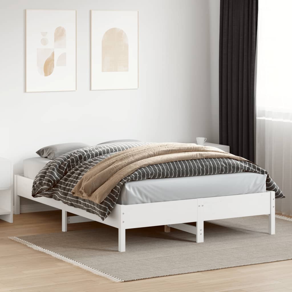 Bedframe zonder matras massief grenenhout wit 150x200 cm is nu te koop bij PeponiXL, paradijselijk wonen!