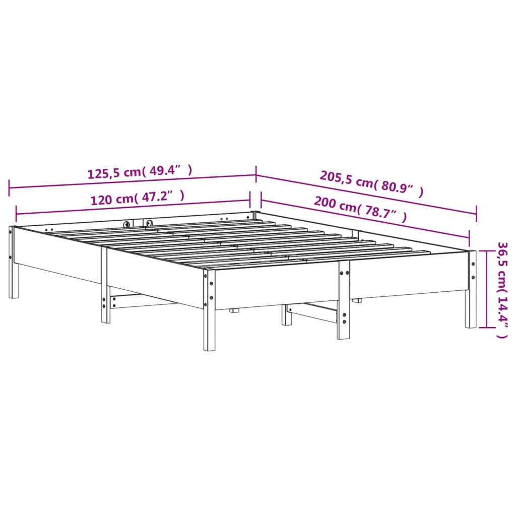 Bedframe zonder matras massief grenenhout wit 120x200 cm is nu te koop bij PeponiXL, paradijselijk wonen!