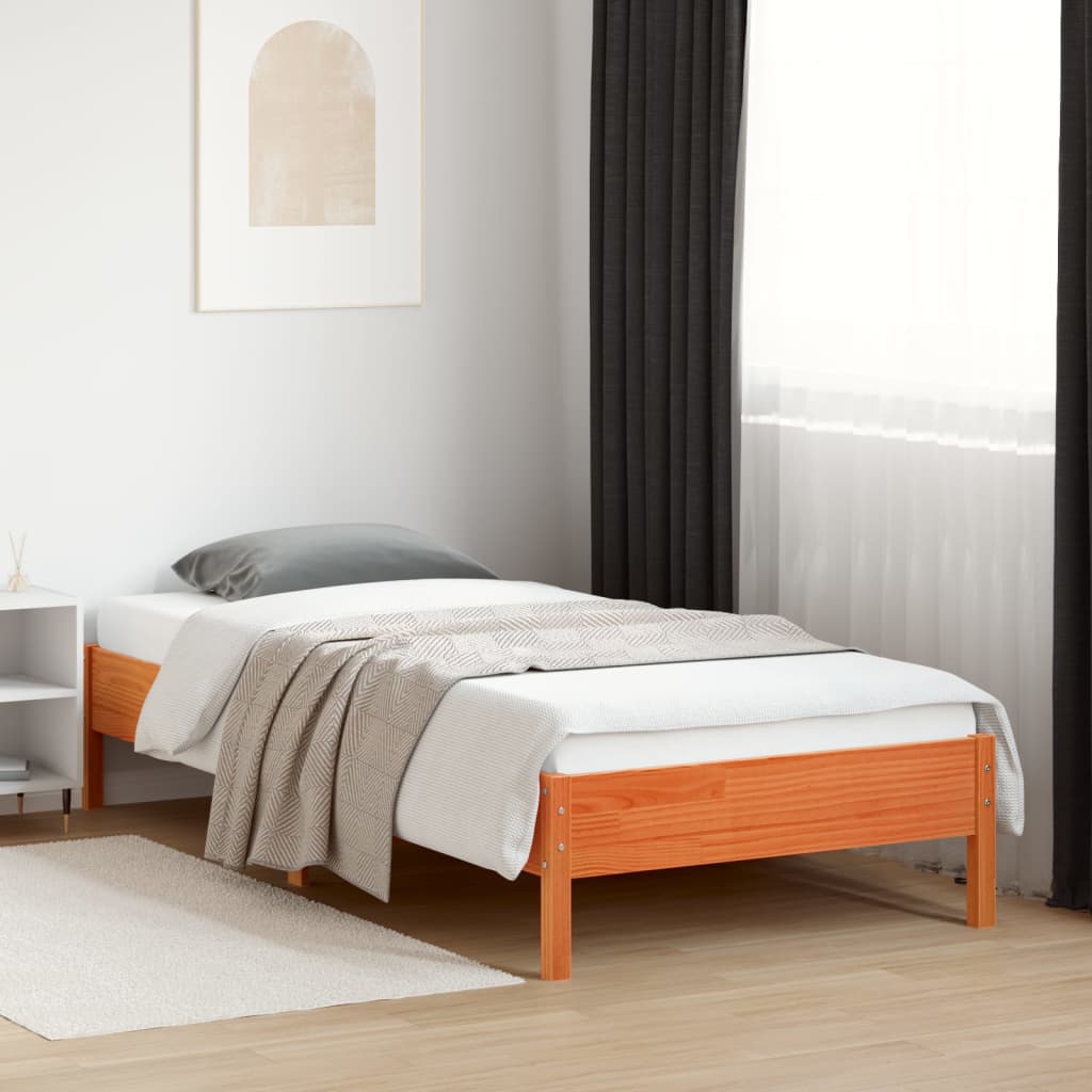 Bedframe zonder matras massief grenenhout wasbruin 100x200 cm is nu te koop bij PeponiXL, paradijselijk wonen!