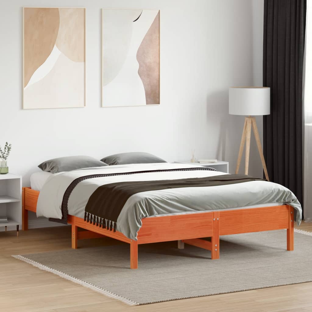 Bed met matras massief grenenhout wasbruin 140x190 cm is nu te koop bij PeponiXL, paradijselijk wonen!