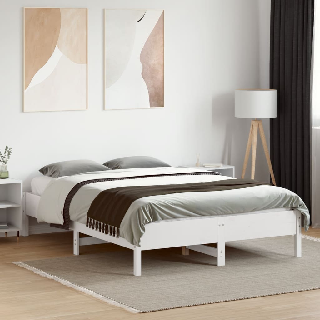 Bedframe zonder matras massief grenenhout wit 135x190 cm is nu te koop bij PeponiXL, paradijselijk wonen!