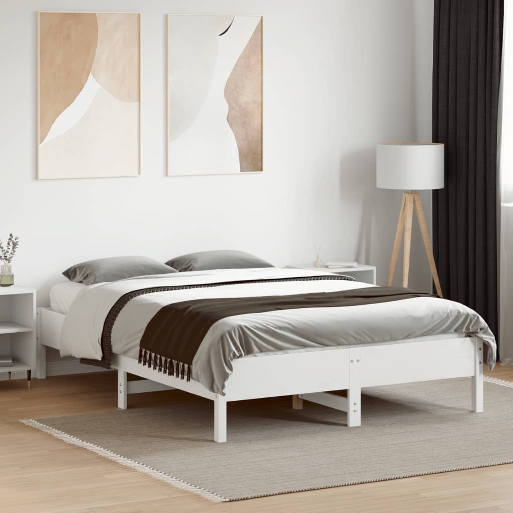 Bedframe zonder matras massief grenenhout wit 120x190 cm is nu te koop bij PeponiXL, paradijselijk wonen!